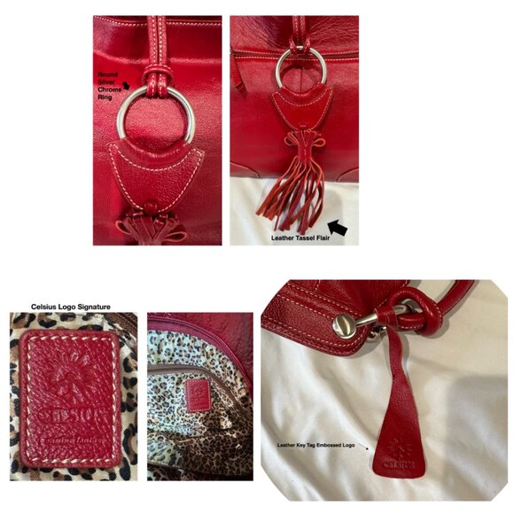 Bella Rosa Maria Boutique | Celsius | Genuine Leather | Red Handbag | Large - Picture 9 of 12
